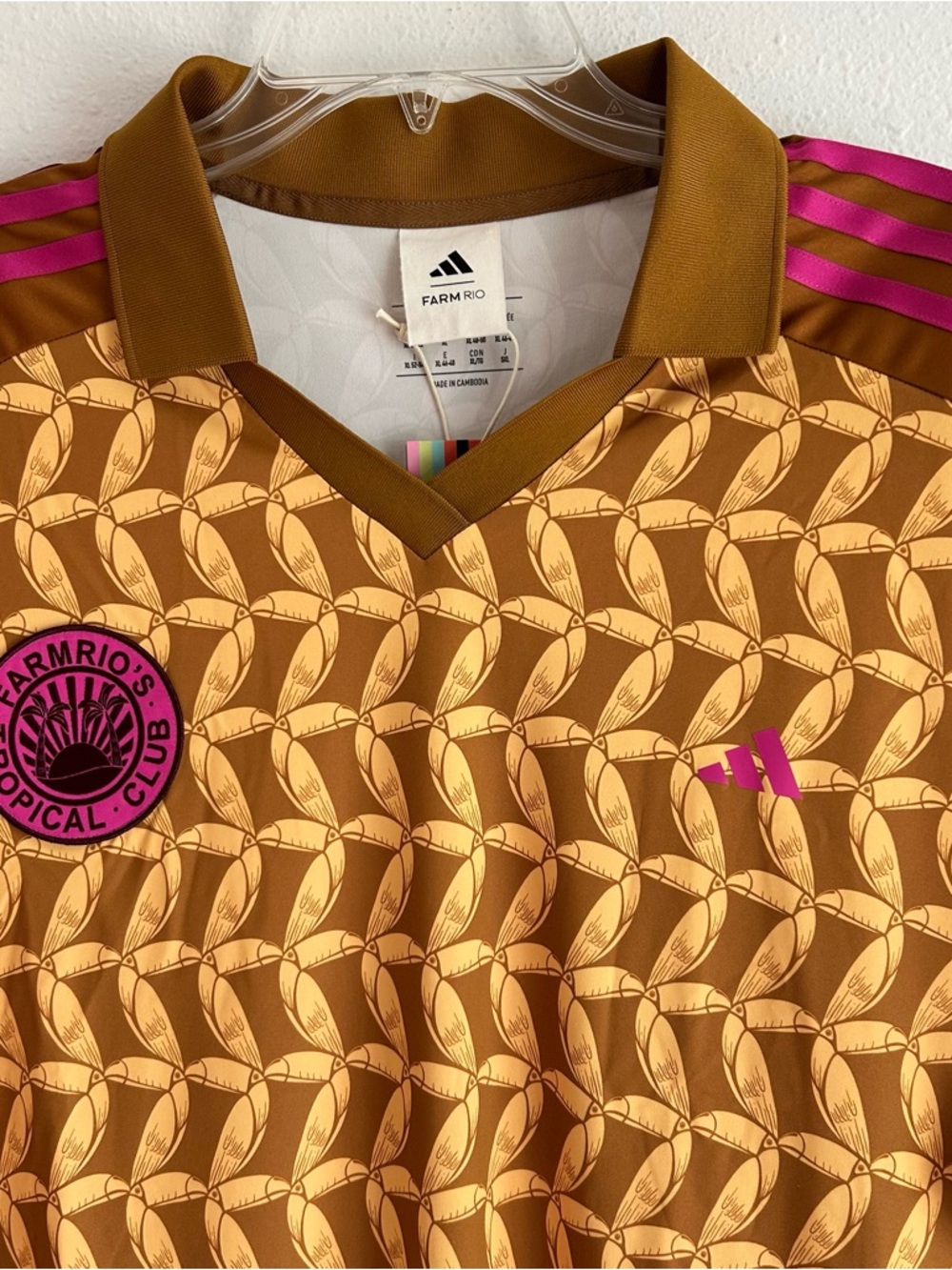 Adidas x Farm Rio's Tropical Club Soccer Jersey Brown Multi Color JD6303 Sz XL - Picture 4 of 12